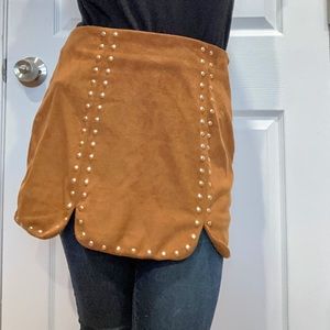 Forever 21 Brown Party Miniskirt Metal Studs